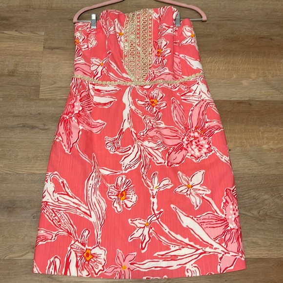 Lilly Pulitzer Bloomy Dress strapless Originals Sz 14 holiday wedding party
